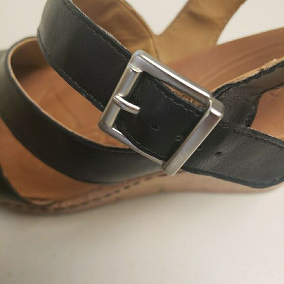 Born Concept B.O.C. Schirra Wedge Black Cork Ankle Strap Sandals Women Size 10M - Picture 11 of 14